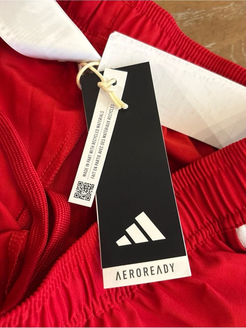 adidas Red Soccer Shorts with White Trim